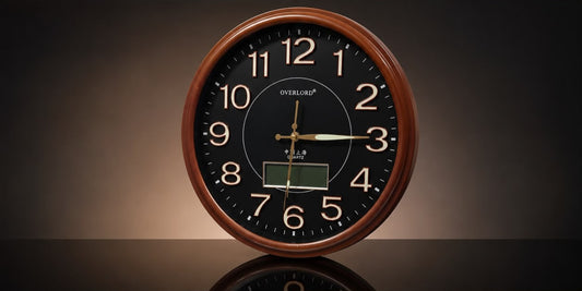 Vintage Wooden Finish Quartz Wall Clock with Digital Display