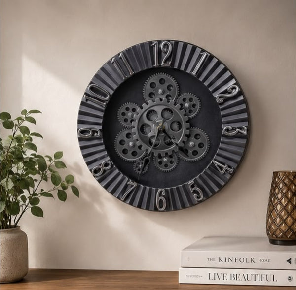 Industrial Iron Gear Wall Clock